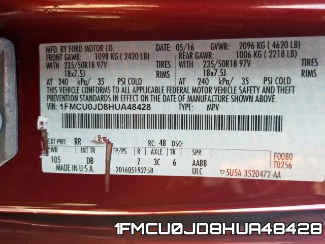 1FMCU0JD8HUA48428 фото 2