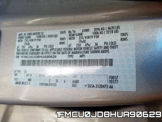 1FMCU0JD8HUA90629 фото 2