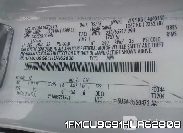 1FMCU9G91HUA62808 фото 10