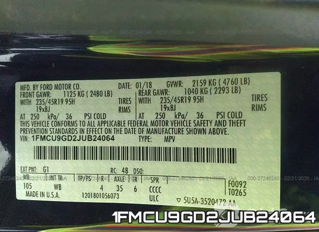 1FMCU9GD2JUB24064 фото 10