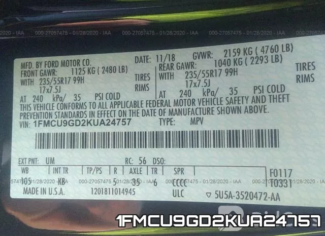 1FMCU9GD2KUA24757 фото 10