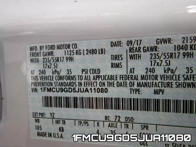 1FMCU9GD5JUA11080 фото 2