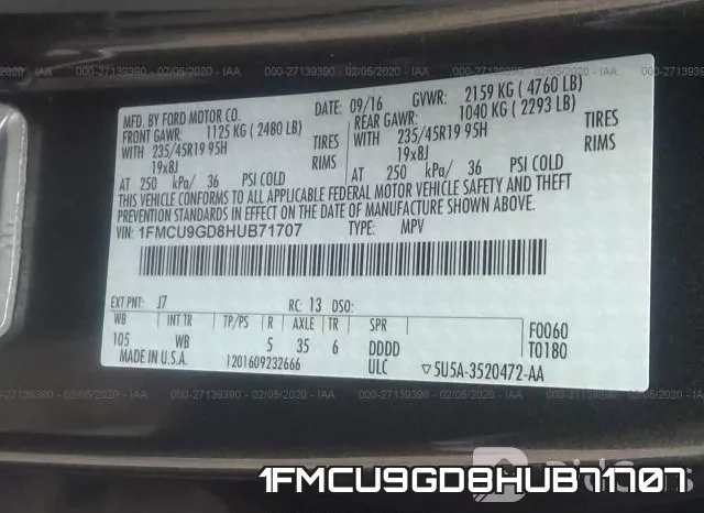 1FMCU9GD8HUB71707 фото 10