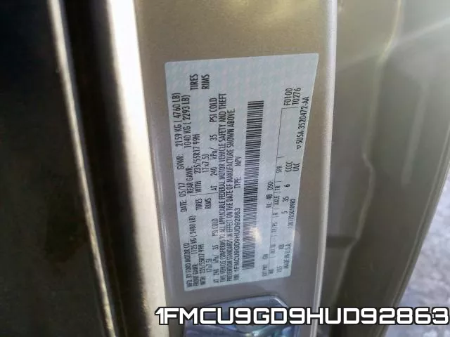 1FMCU9GD9HUD92863 фото 2