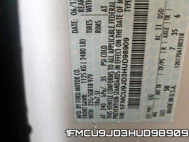 1FMCU9JD3HUD98909 фото 2