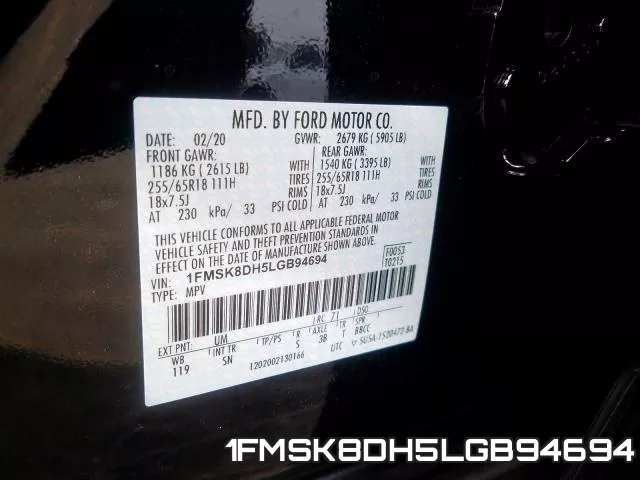 1FMSK8DH5LGB94694 фото 2