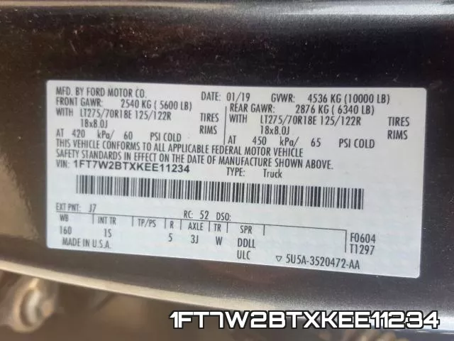 1FT7W2BTXKEE11234 фото 2