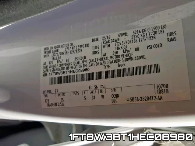 1FT8W3BT1HEC08980 фото 2
