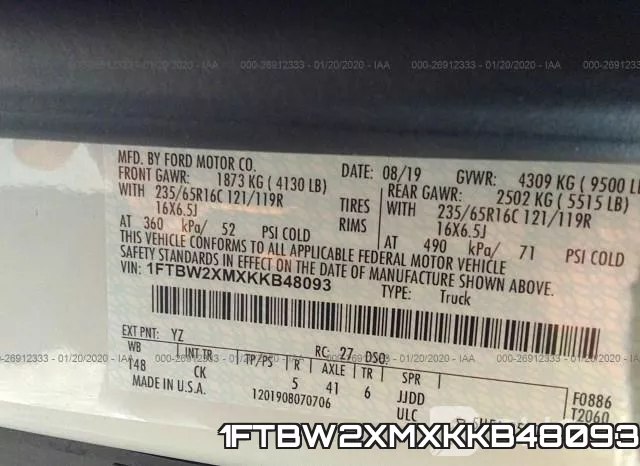 1FTBW2XMXKKB48093 фото 10