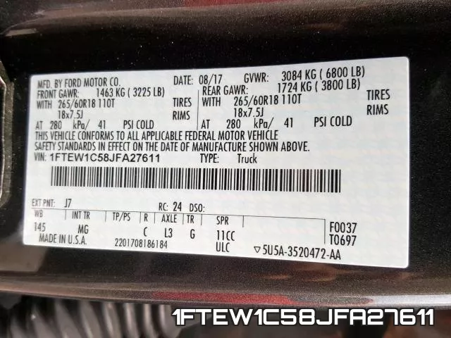 1FTEW1C58JFA27611 фото 2