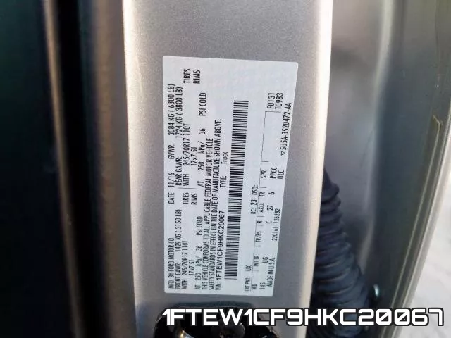 1FTEW1CF9HKC20067 фото 2