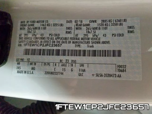 1FTEW1CP2JFC23657 фото 2