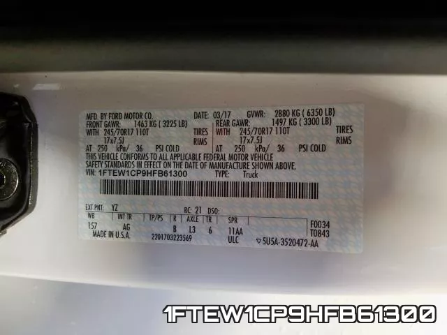 1FTEW1CP9HFB61300 фото 2