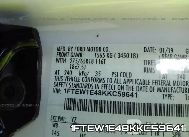 1FTEW1E48KKC59641 фото 10