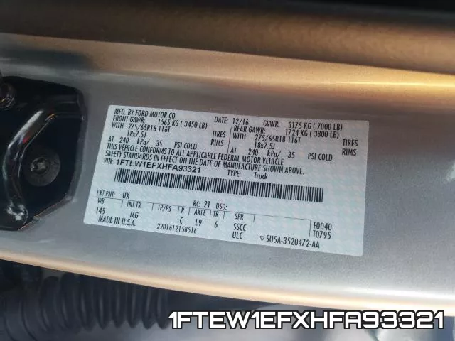 1FTEW1EFXHFA93321 фото 2