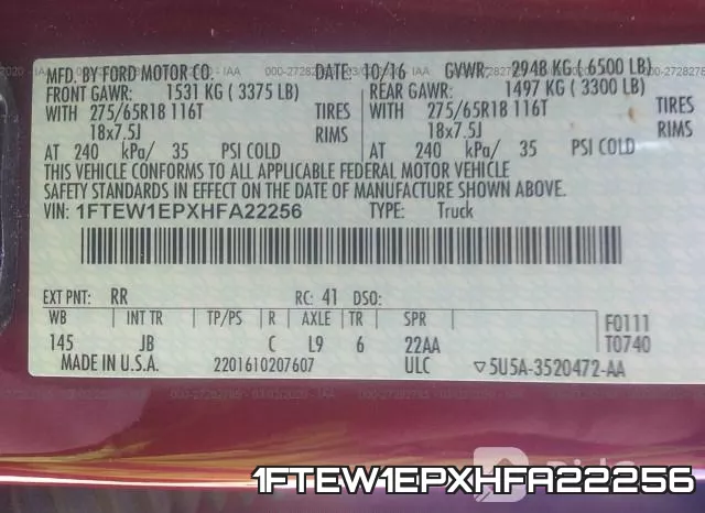 1FTEW1EPXHFA22256 фото 10