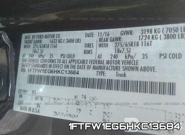 1FTFW1EG6HKC13684 фото 10