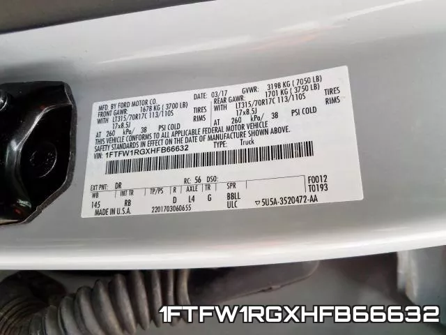 1FTFW1RGXHFB66632 фото 2