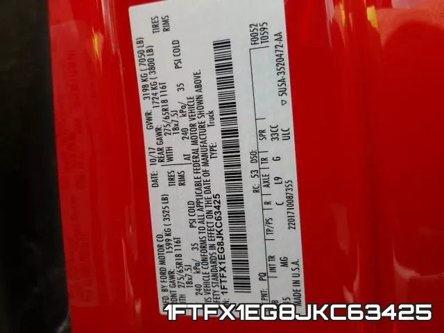 1FTFX1EG8JKC63425 фото 2