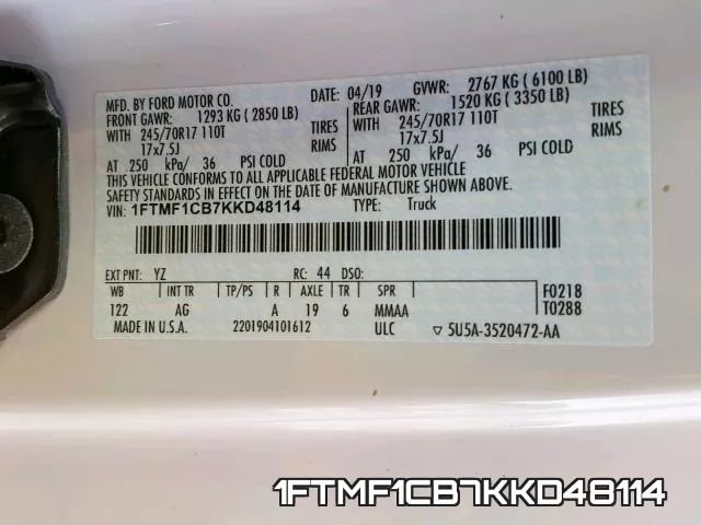 1FTMF1CB7KKD48114 фото 2