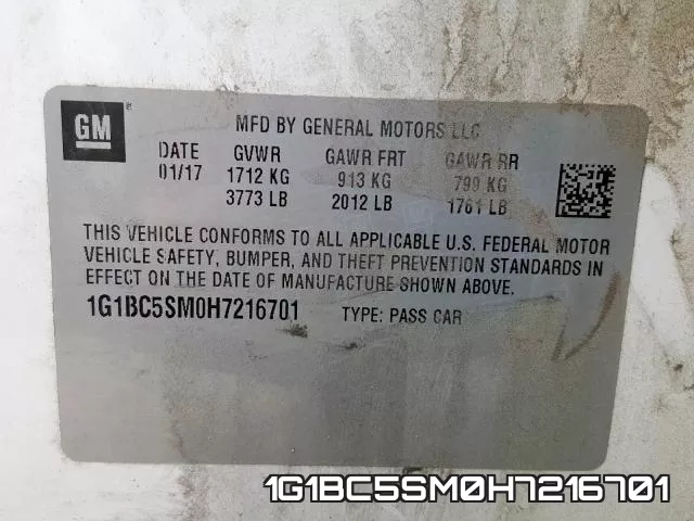 1G1BC5SM0H7216701 фото 2