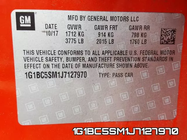 1G1BC5SM1J7127970 фото 2