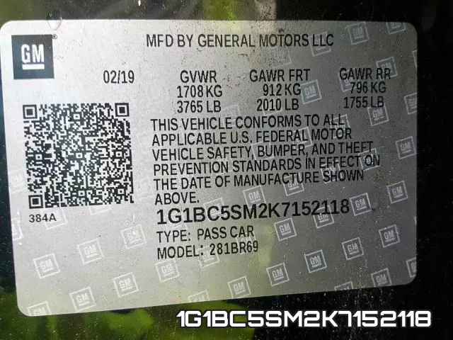 1G1BC5SM2K7152118 фото 2