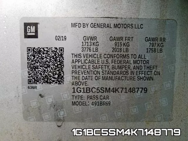 1G1BC5SM4K7148779 фото 2