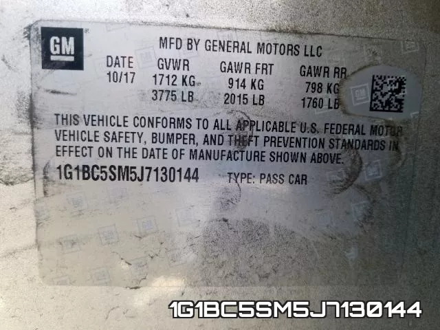 1G1BC5SM5J7130144 фото 2