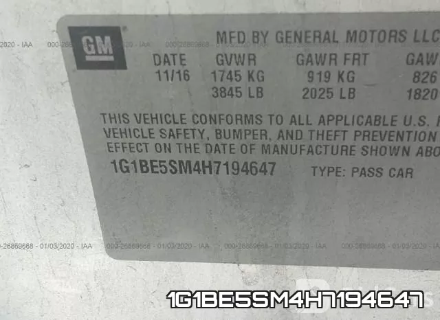 1G1BE5SM4H7194647 фото 10