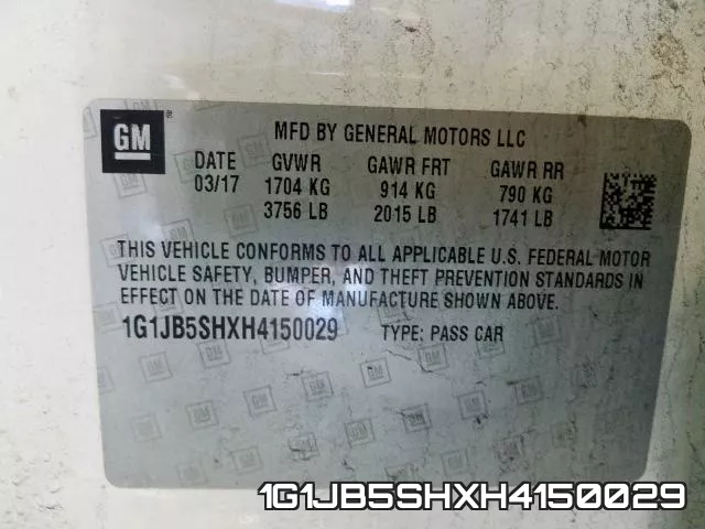 1G1JB5SHXH4150029 фото 2