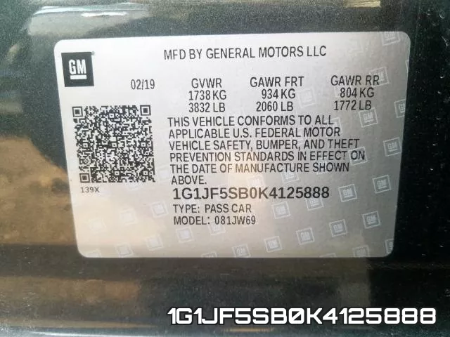 1G1JF5SB0K4125888 фото 2