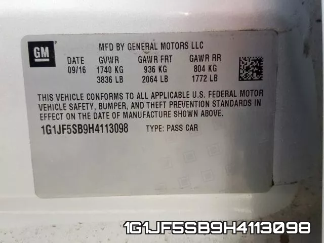 1G1JF5SB9H4113098 фото 2