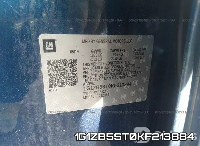 1G1ZB5ST0KF213884 фото 10