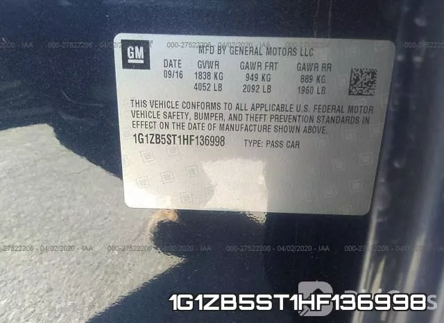 1G1ZB5ST1HF136998 фото 10