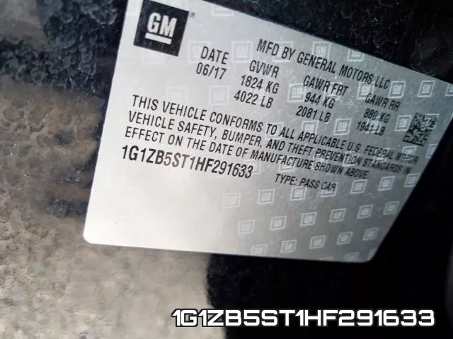 1G1ZB5ST1HF291633 фото 2