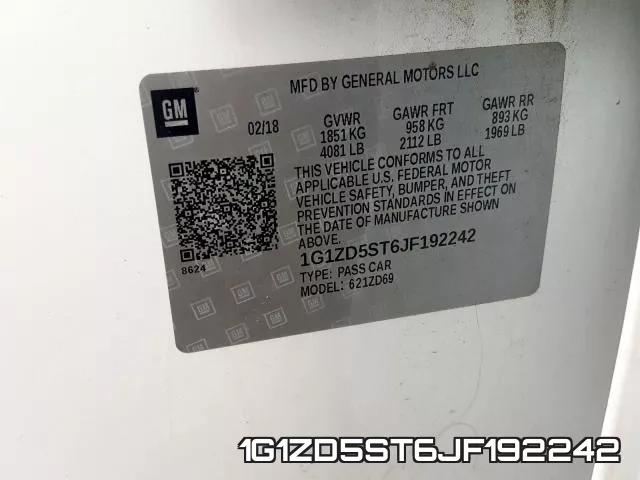 1G1ZD5ST6JF192242 фото 2