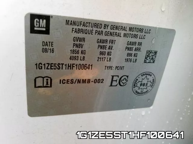 1G1ZE5ST1HF100641 фото 2