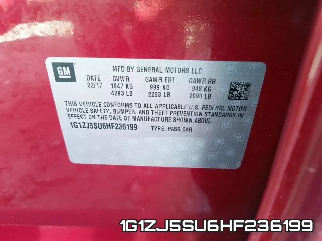 1G1ZJ5SU6HF236199 фото 2