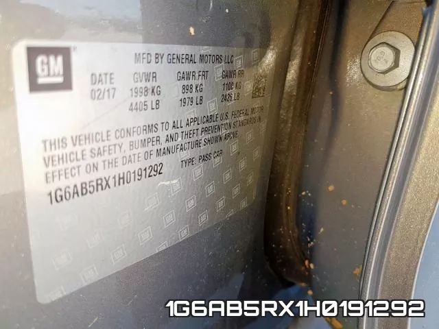 1G6AB5RX1H0191292 фото 2
