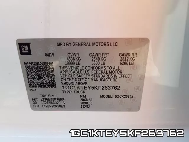 1GC1KTEY5KF263762 фото 2