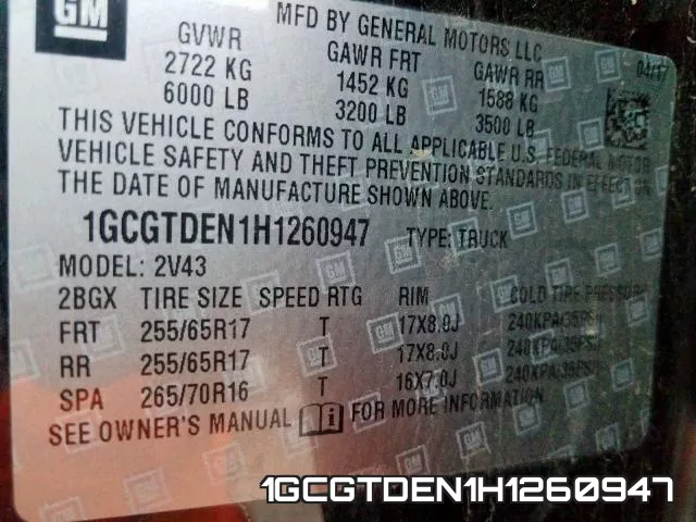 1GCGTDEN1H1260947 фото 2
