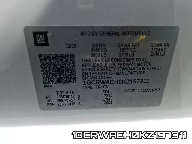 1GCRWAEH0KZ197311 фото 2