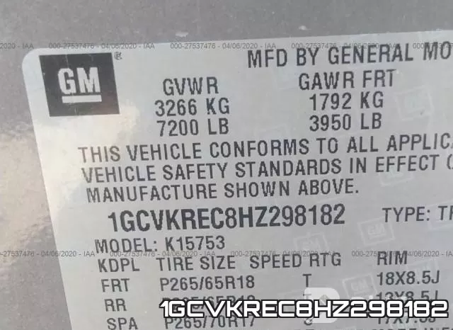 1GCVKREC8HZ298182 фото 10