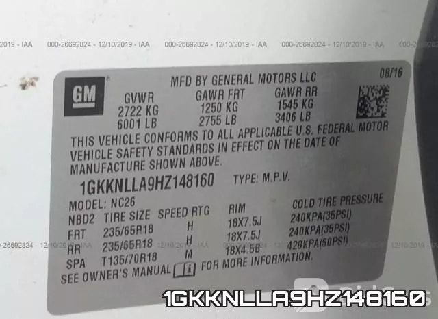 1GKKNLLA9HZ148160 фото 10