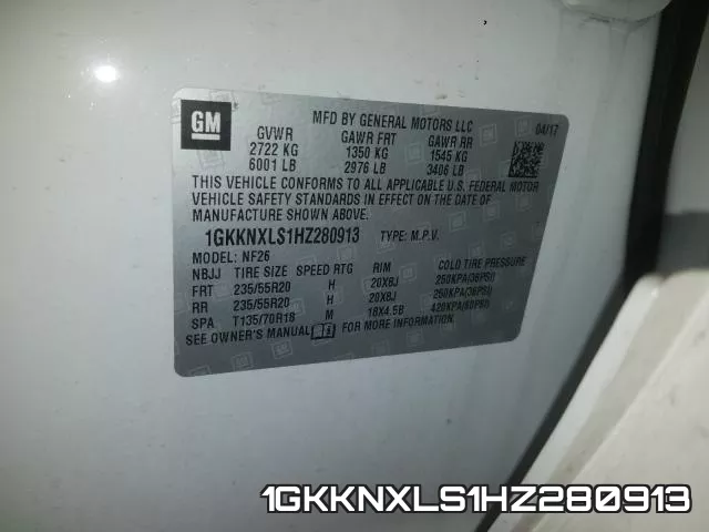1GKKNXLS1HZ280913 фото 2