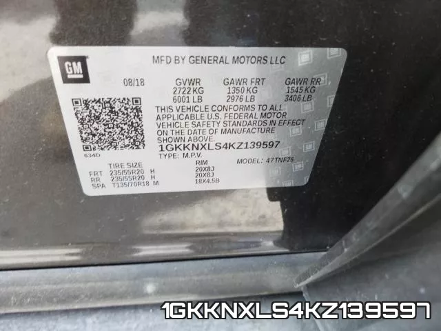 1GKKNXLS4KZ139597 фото 2