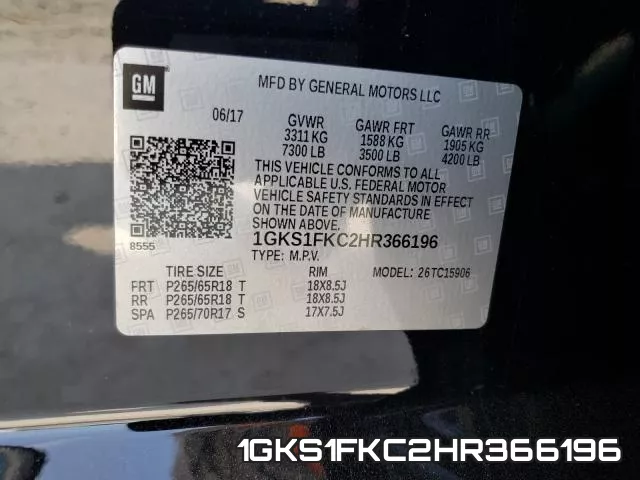 1GKS1FKC2HR366196 фото 2