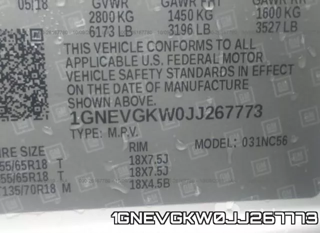 1GNEVGKW0JJ267773 фото 10