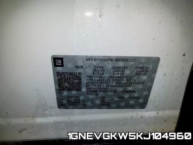 1GNEVGKW5KJ104960 фото 2